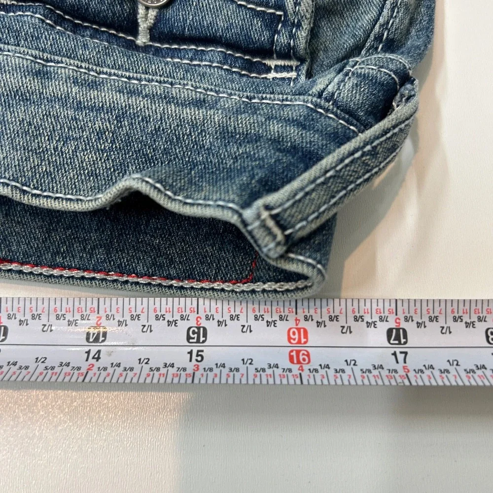 True Religion Ricky Relaxed Straight Denim Shorts Mens 32 Blue Jean Flap Pocket